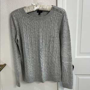 Talbots Gray Cable Knit Sweater with Button Detail - Size Small